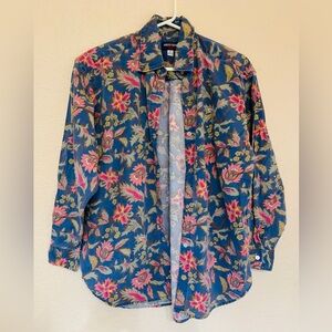 Vintage 90's GUESS Jeans USA Denim Floral Button Up Top 100% Cotton S Small